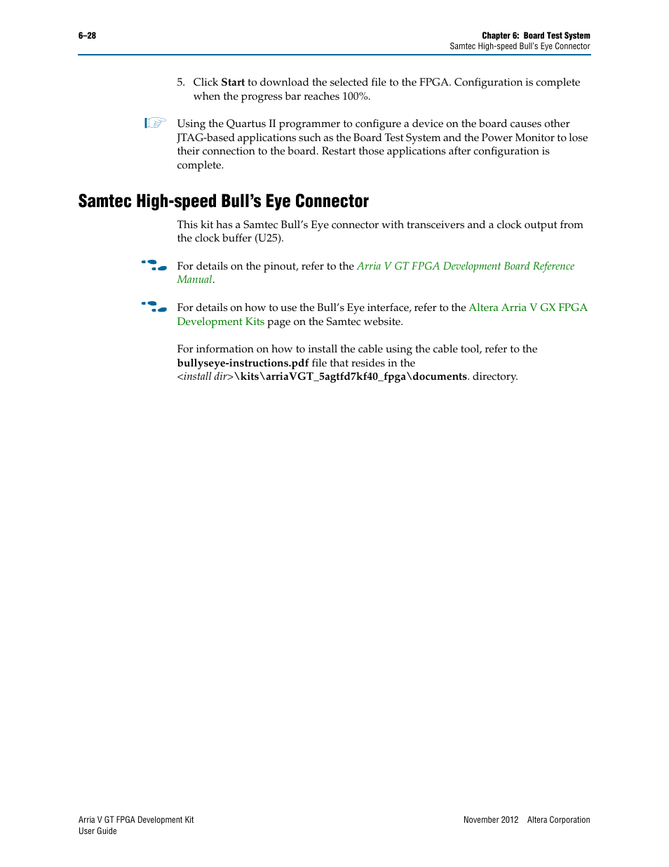 Samtec high-speed bull’s eye connector, Samtec high-speed bull’s eye connector –28 | Altera Arria V GT FPGA User Manual | Page 50 / 58