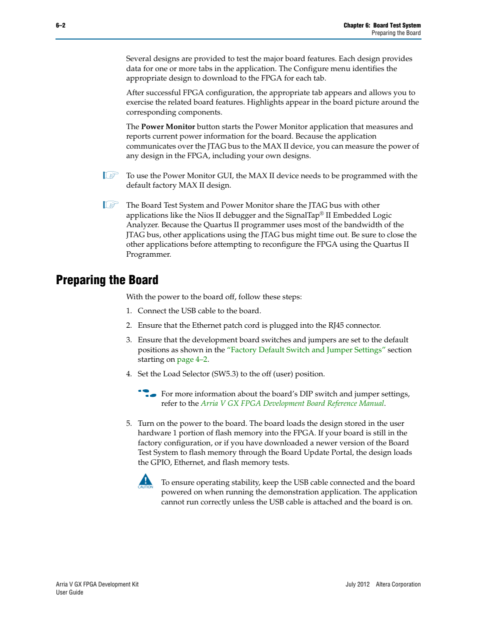 Preparing the board, Preparing the board –2 | Altera Arria V GX FPGA User Manual | Page 24 / 60