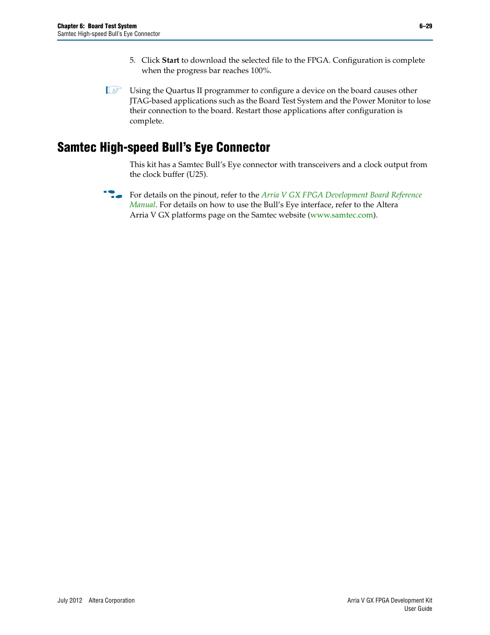 Samtec high-speed bull’s eye connector, Samtec high-speed bull’s eye connector –29 | Altera Arria V GX FPGA User Manual | Page 51 / 60