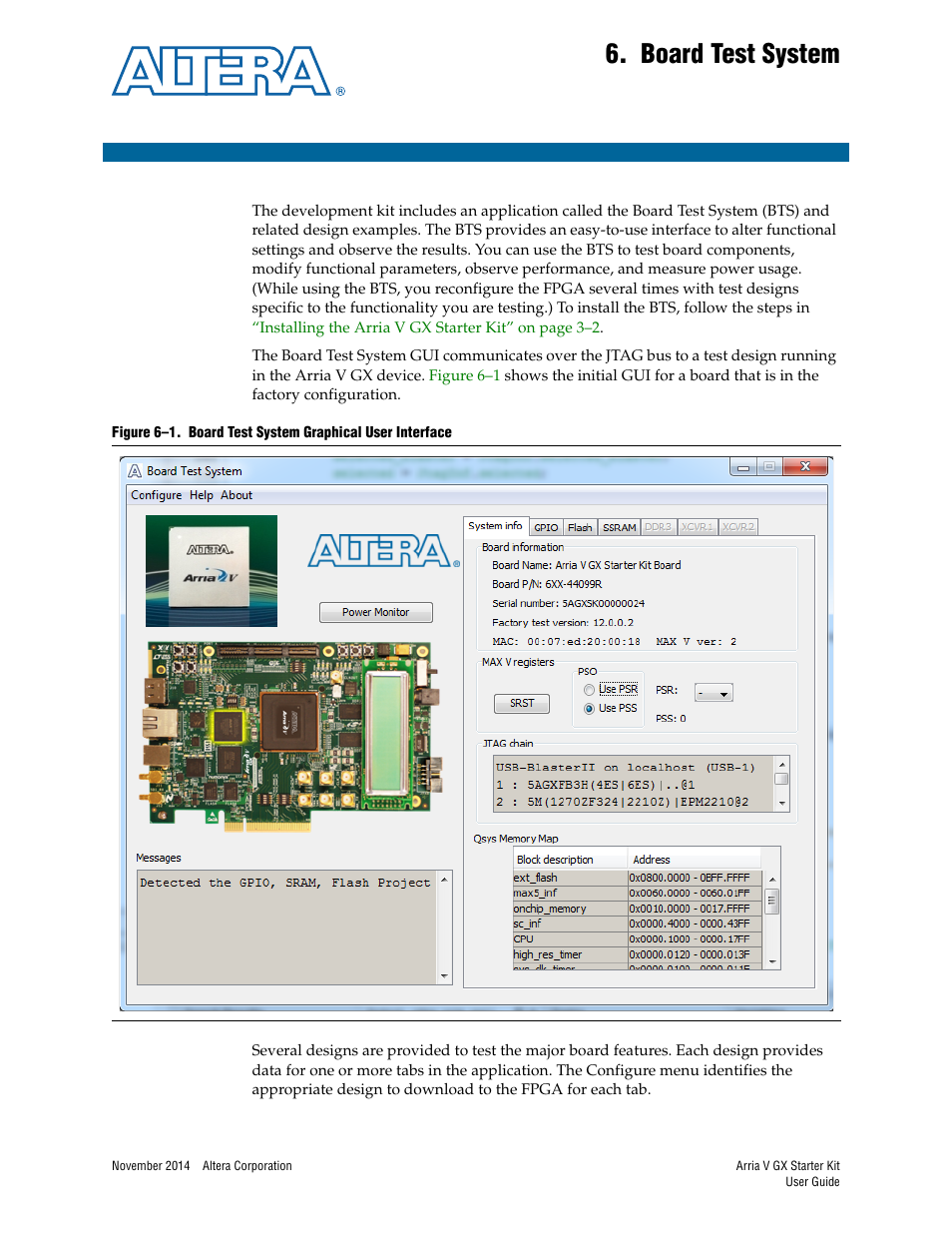 Board test system, Chapter 6. board test system | Altera Arria V GX User Manual | Page 23 / 52