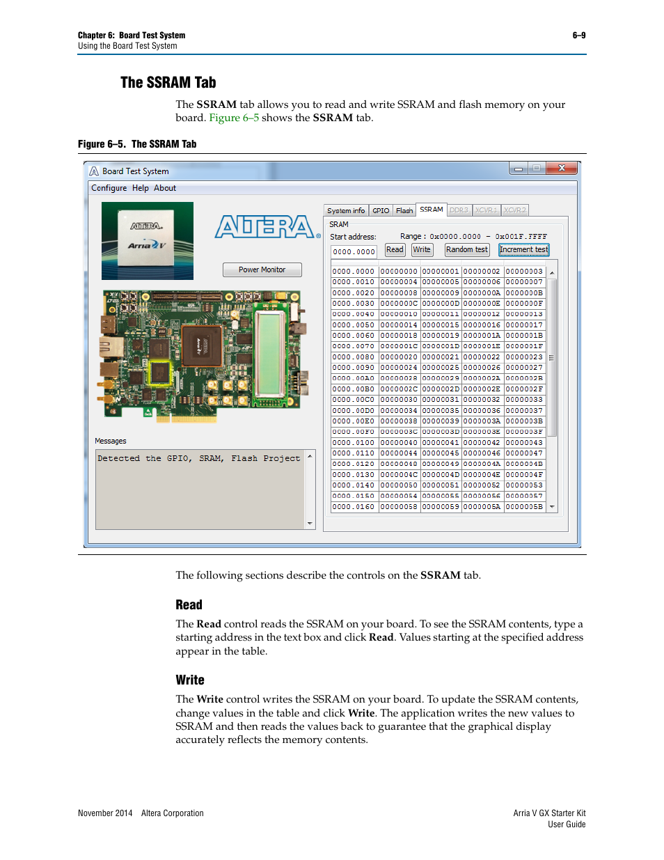 The ssram tab, Read, Write | The ssram tab –9, Read –9 write –9 | Altera Arria V GX User Manual | Page 31 / 52