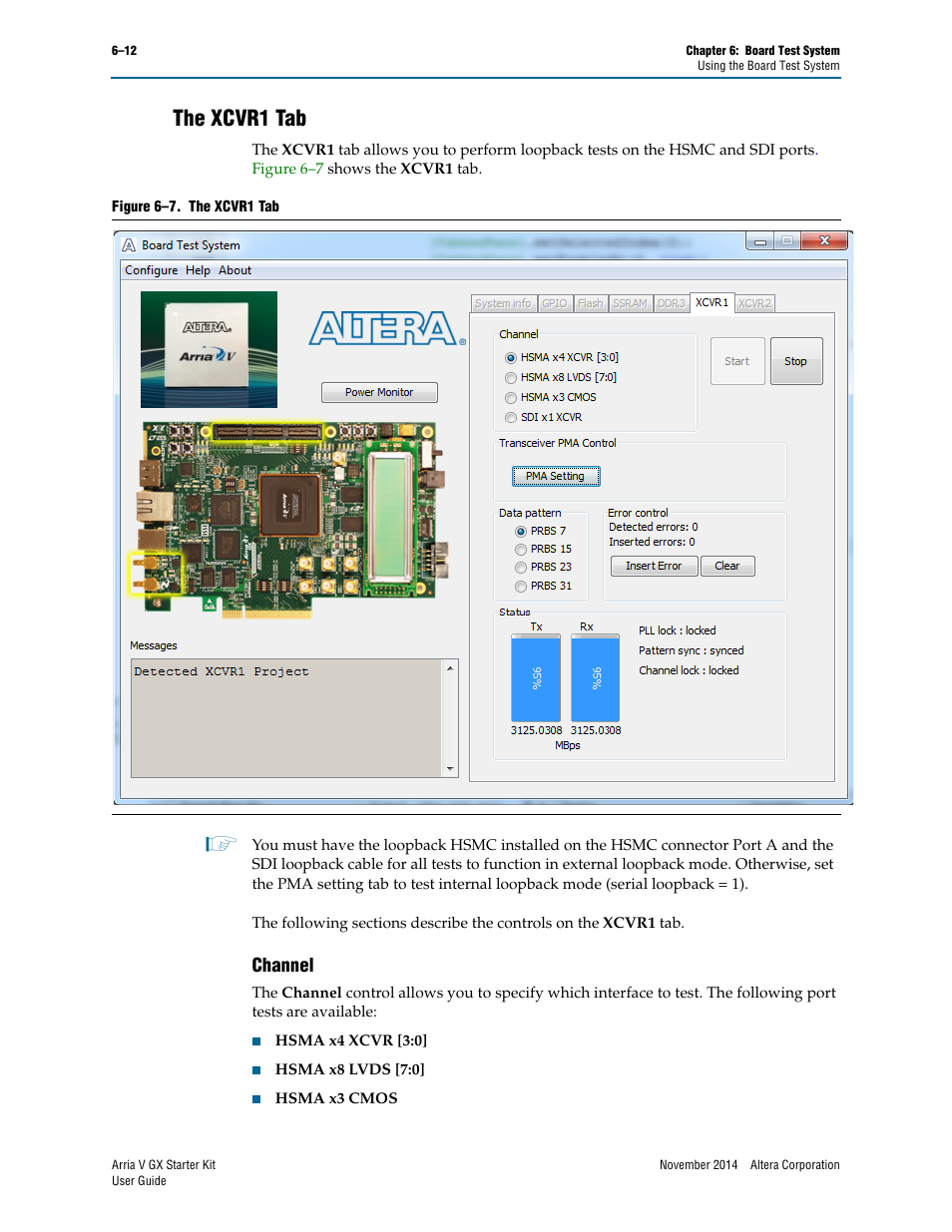 The xcvr1 tab, Channel, The xcvr1 tab –12 | Channel –12 | Altera Arria V GX User Manual | Page 34 / 52