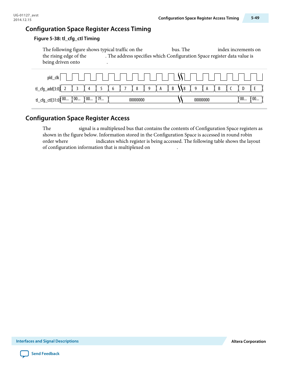 Configuration space register access timing, Configuration space register access | Altera Arria V GZ Avalon-ST User Manual | Page 101 / 286