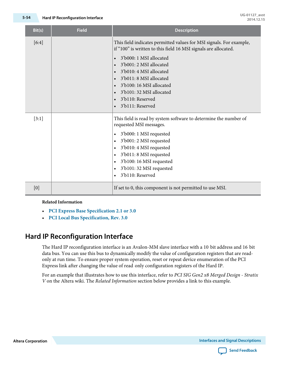 Hard ip reconfiguration interface | Altera Arria V GZ Avalon-ST User Manual | Page 106 / 286