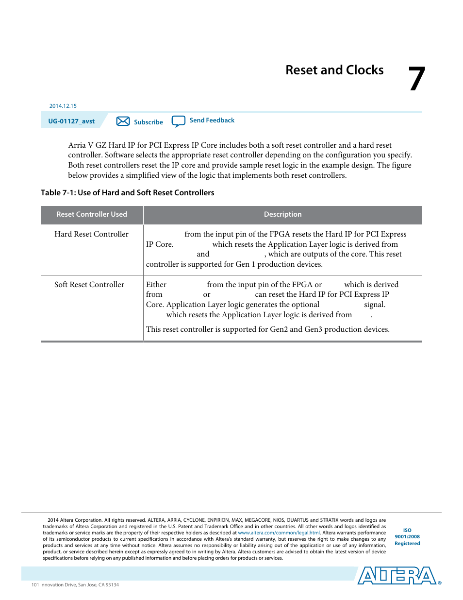 Reset and clocks | Altera Arria V GZ Avalon-ST User Manual | Page 138 / 286