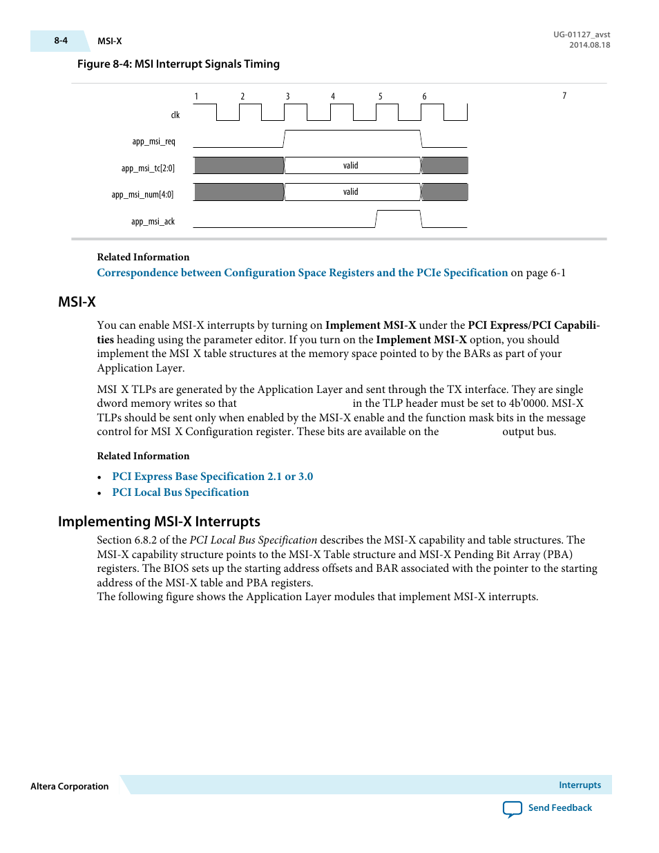 Msi-x, Implementing msi-x interrupts | Altera Arria V GZ Avalon-ST User Manual | Page 149 / 286