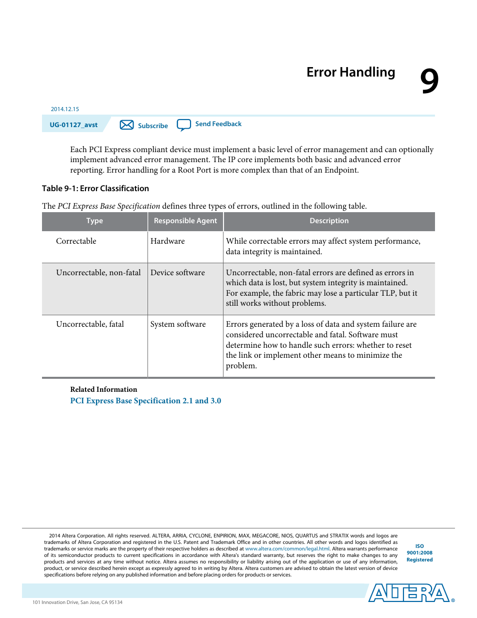 Error handling | Altera Arria V GZ Avalon-ST User Manual | Page 153 / 286