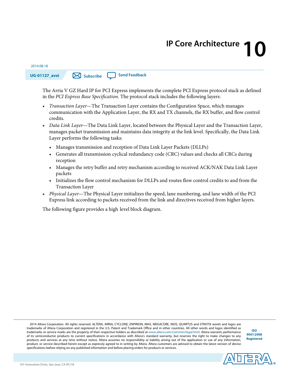 Ip core architecture | Altera Arria V GZ Avalon-ST User Manual | Page 161 / 286