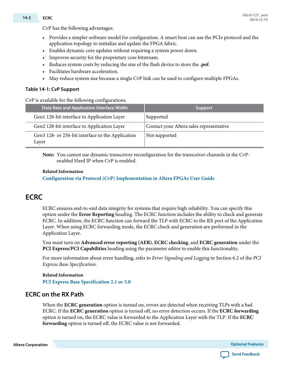 Ecrc, Ecrc on the rx path | Altera Arria V GZ Avalon-ST User Manual | Page 197 / 286