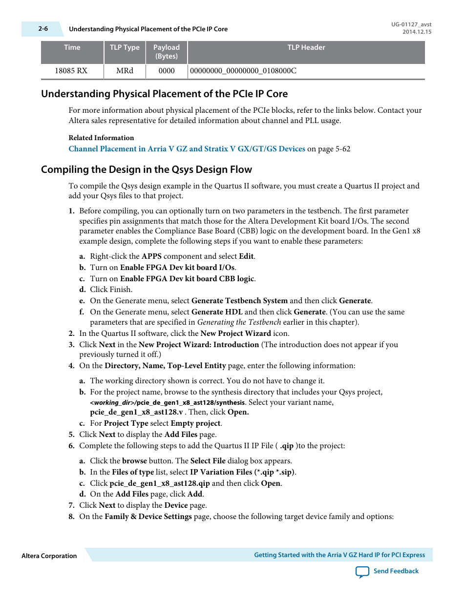Compiling the design in the qsys design flow | Altera Arria V GZ Avalon-ST User Manual | Page 20 / 286
