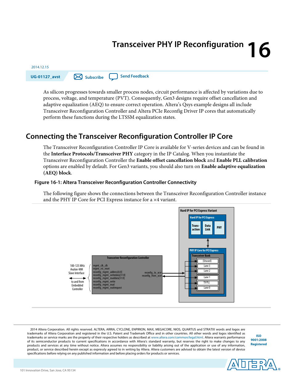 Transceiver phy ip reconfiguration | Altera Arria V GZ Avalon-ST User Manual | Page 201 / 286