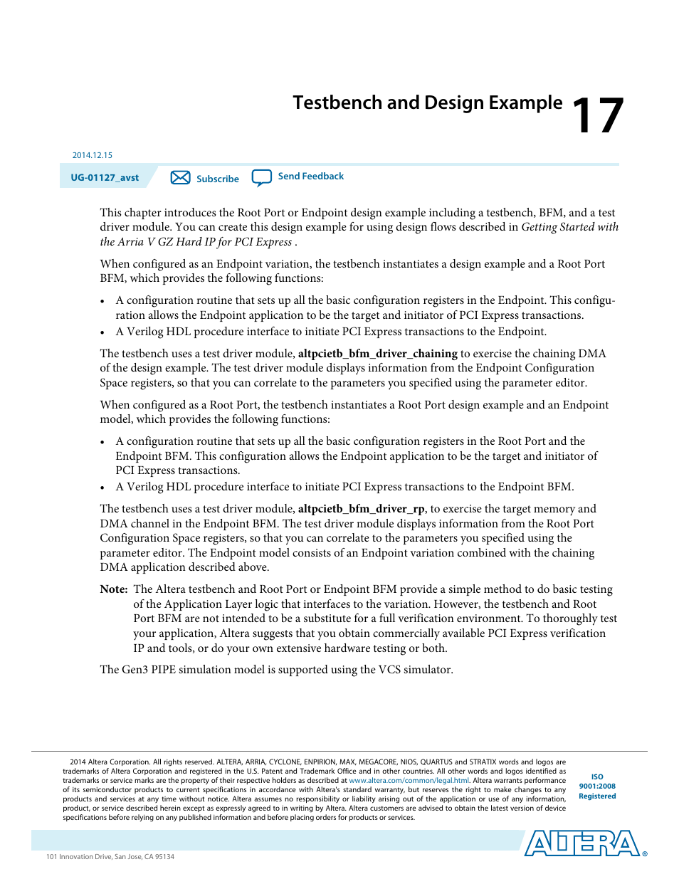 Testbench and design example | Altera Arria V GZ Avalon-ST User Manual | Page 205 / 286