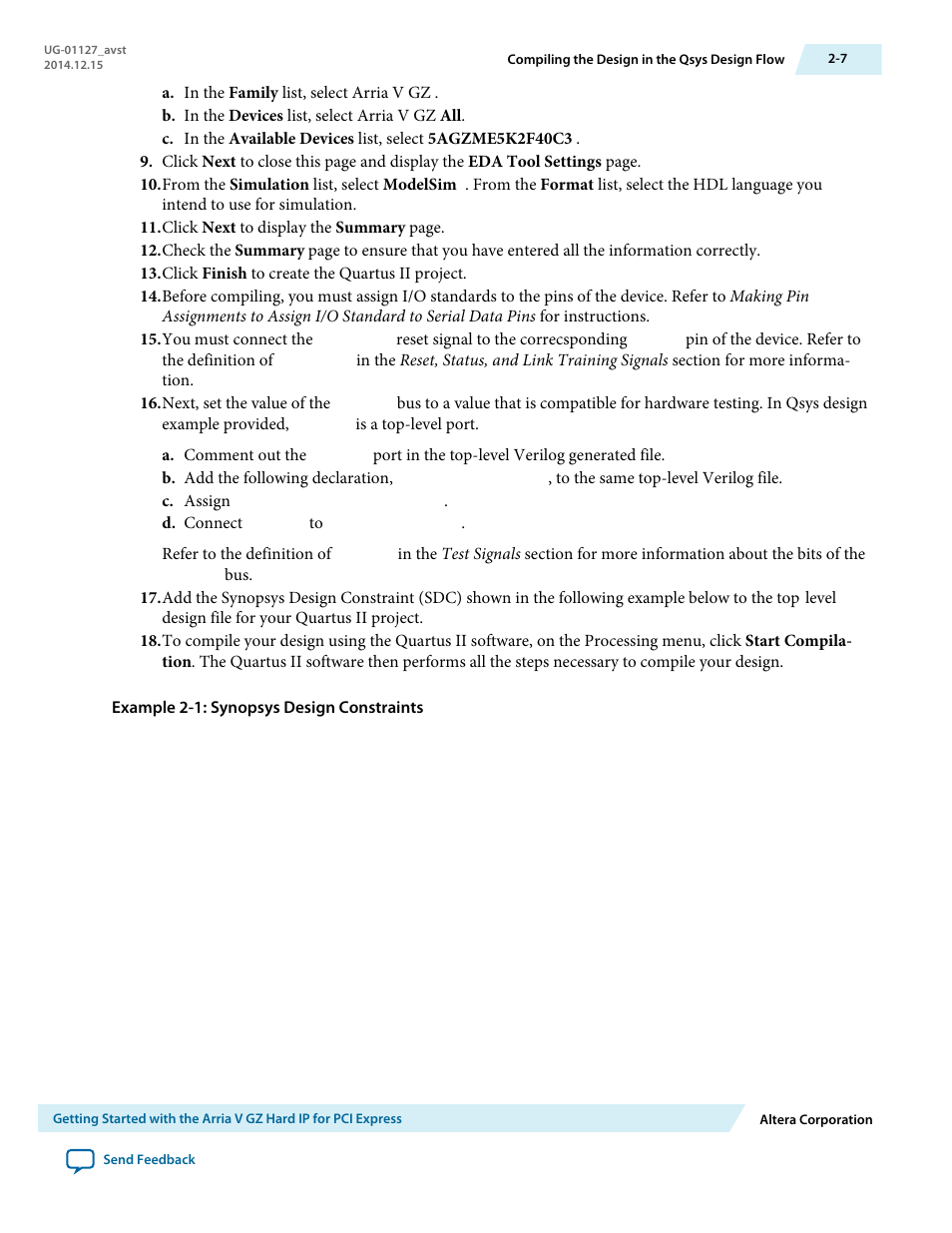 Altera Arria V GZ Avalon-ST User Manual | Page 21 / 286