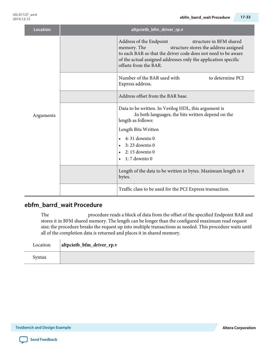 Ebfm_barrd_wait procedure | Altera Arria V GZ Avalon-ST User Manual | Page 237 / 286