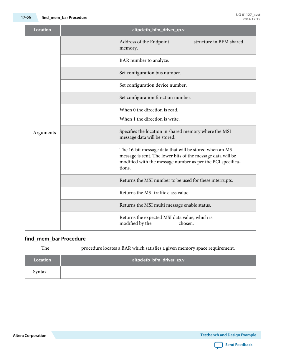 Find_mem_bar procedure | Altera Arria V GZ Avalon-ST User Manual | Page 260 / 286