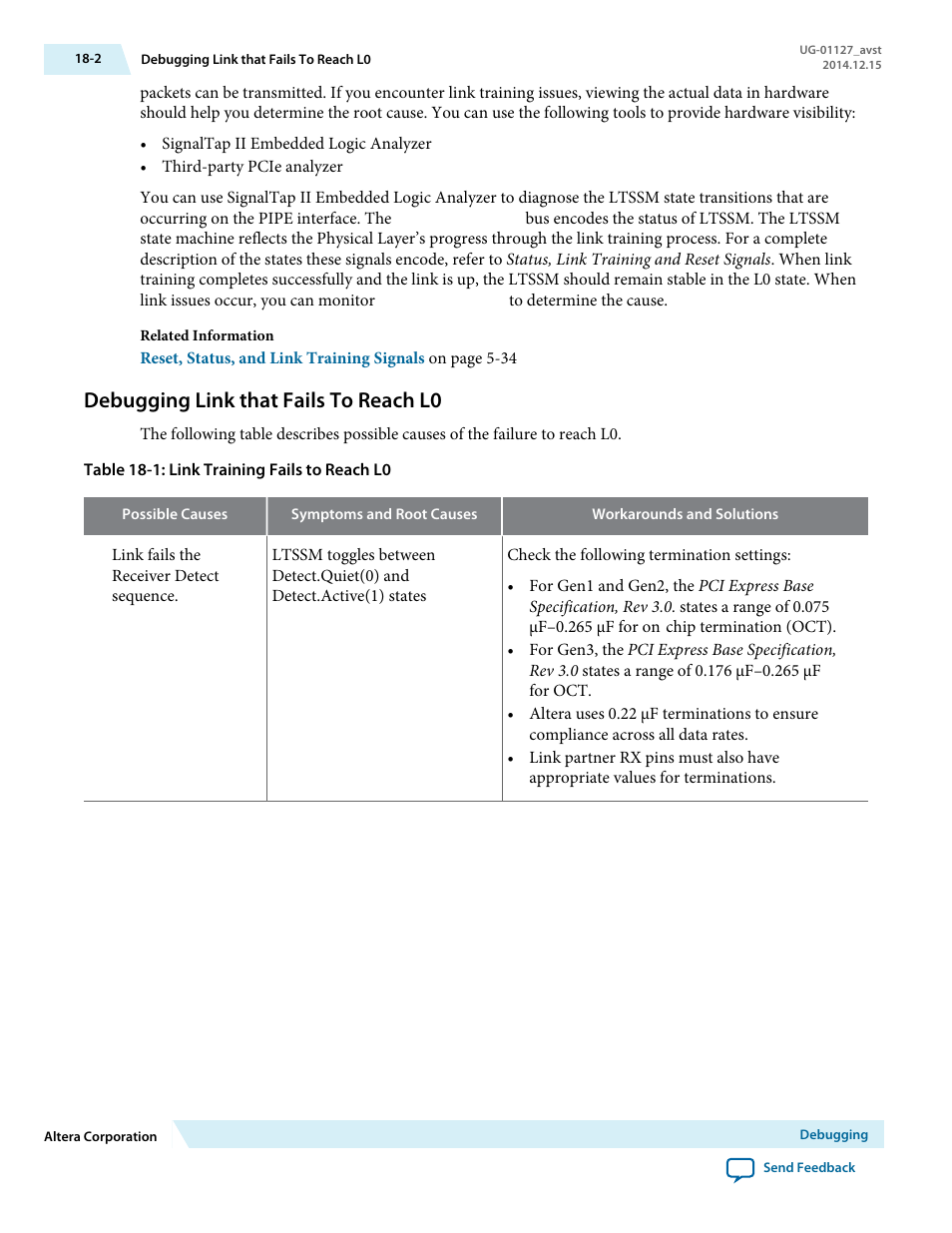 Debugging link that fails to reach l0 | Altera Arria V GZ Avalon-ST User Manual | Page 264 / 286