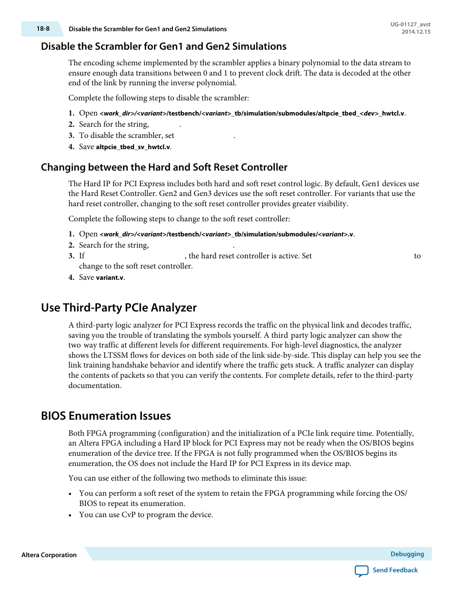 Use third-party pcie analyzer, Bios enumeration issues | Altera Arria V GZ Avalon-ST User Manual | Page 270 / 286