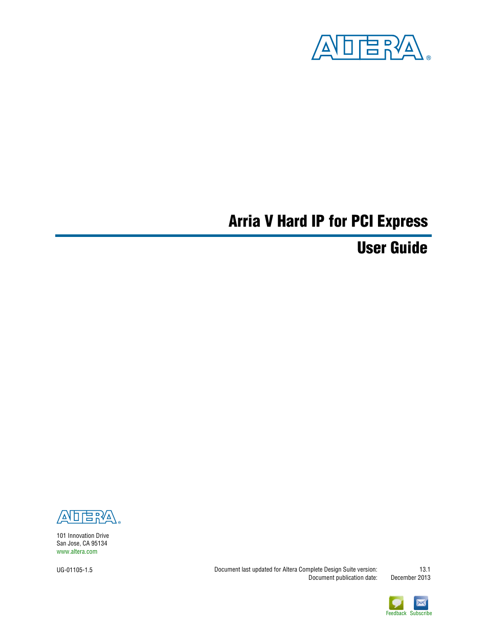 Altera Arria V Hard IP for PCI Express User Manual | 288 pages