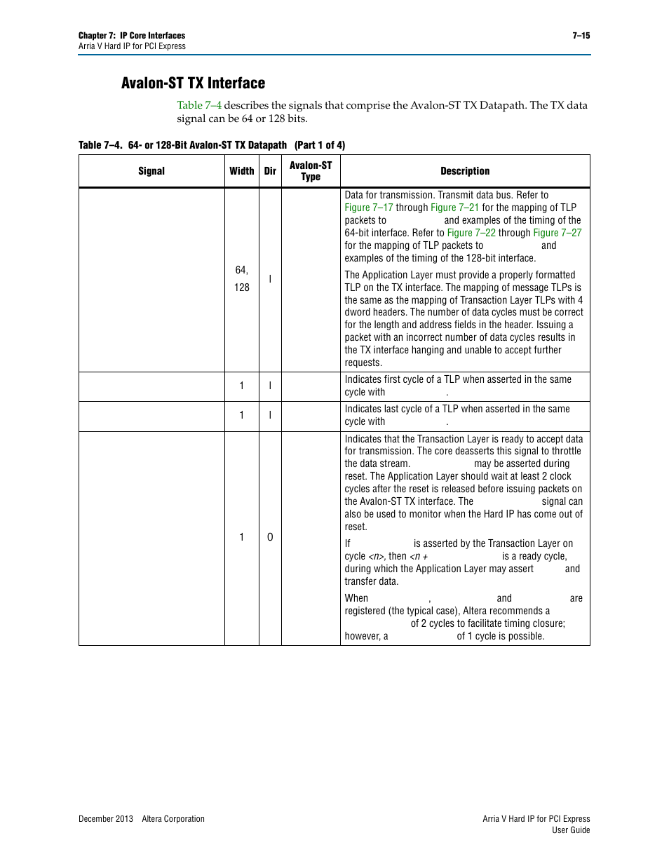 Avalon-st tx interface, Avalon-st tx interface –15, Avalon-st tx interface” on | Altera Arria V Hard IP for PCI Express User Manual | Page 113 / 288