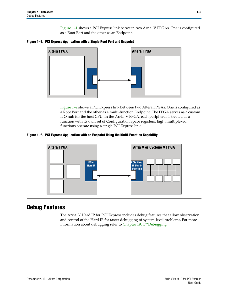 Debug features, Debug features –5 | Altera Arria V Hard IP for PCI Express User Manual | Page 13 / 288