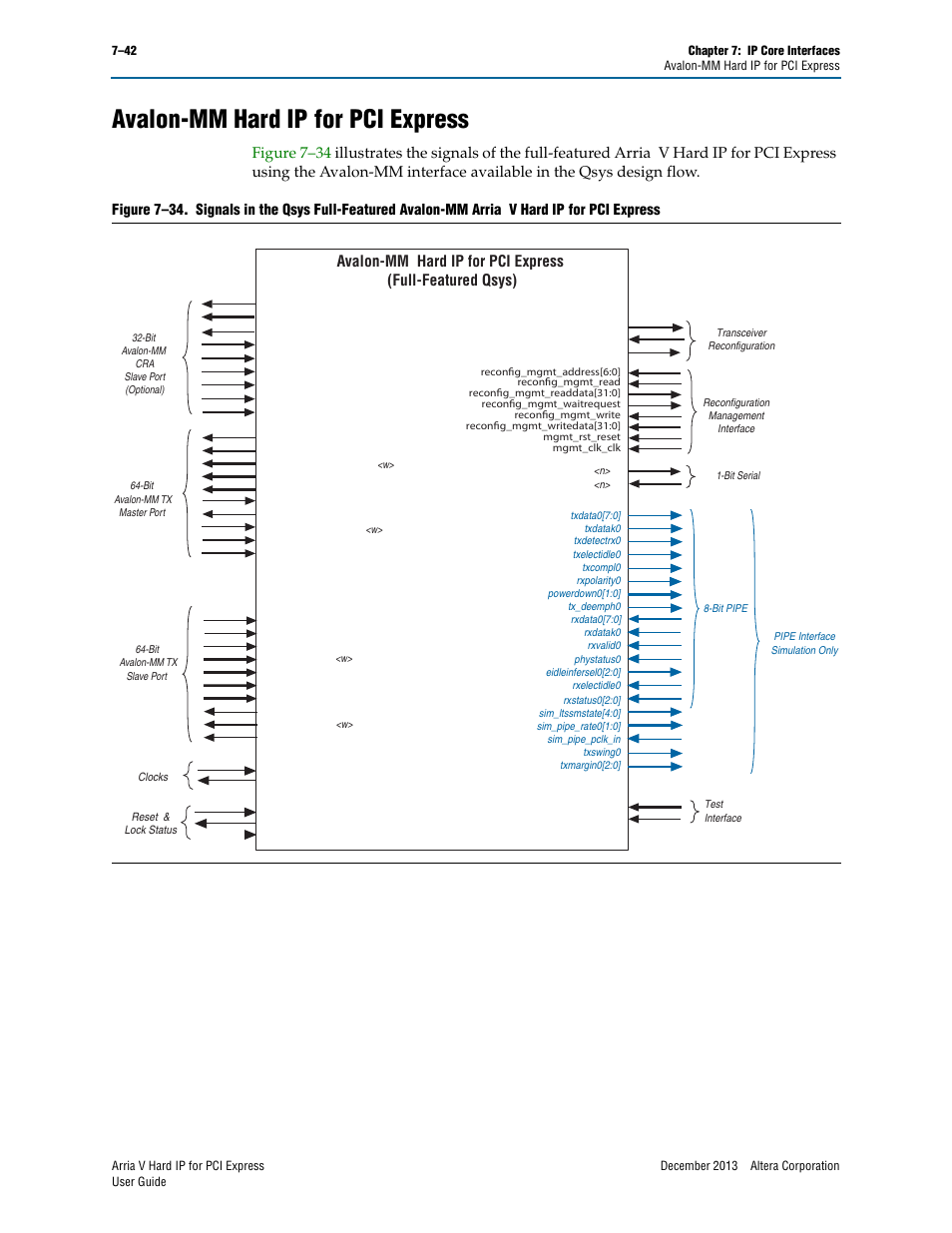 Avalon-mm hard ip for pci express, Avalon-mm hard ip for pci express –42 | Altera Arria V Hard IP for PCI Express User Manual | Page 140 / 288