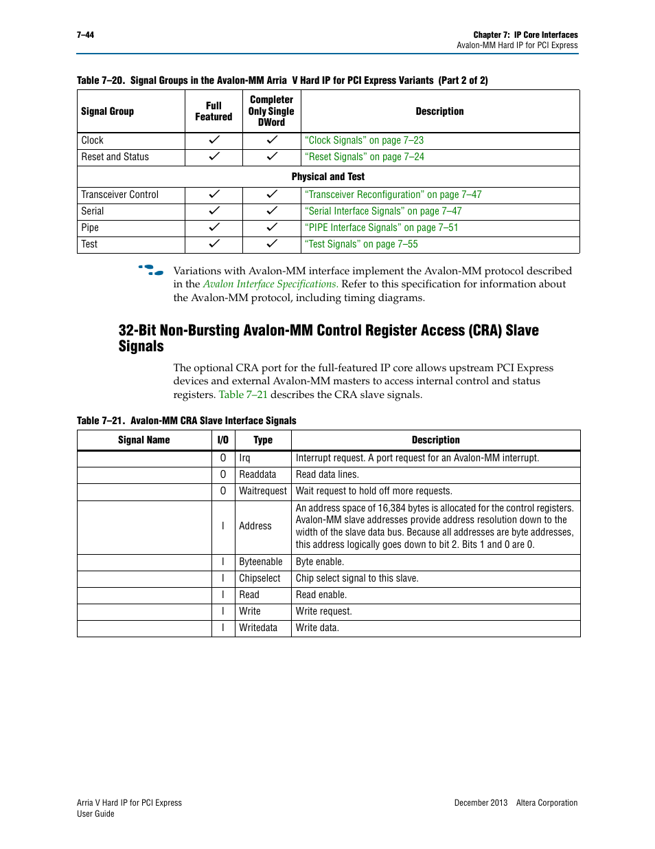 Altera Arria V Hard IP for PCI Express User Manual | Page 142 / 288