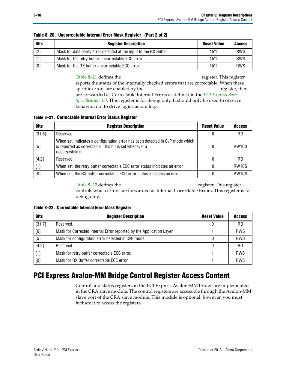Altera Arria V Hard IP for PCI Express User Manual | Page 164 / 288
