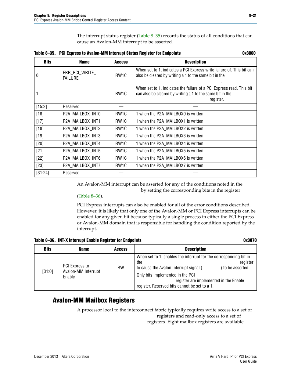 Avalon-mm mailbox registers, Avalon-mm mailbox registers –21 | Altera Arria V Hard IP for PCI Express User Manual | Page 175 / 288