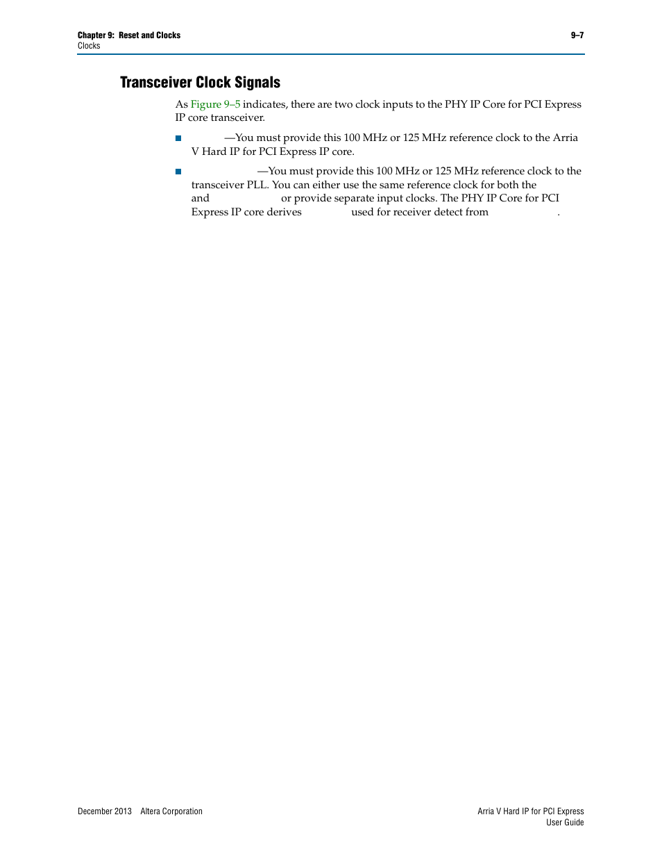 Transceiver clock signals, Transceiver clock signals –7 | Altera Arria V Hard IP for PCI Express User Manual | Page 187 / 288
