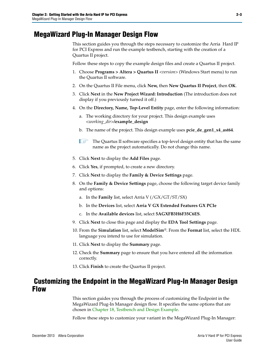 Megawizard plug-in manager design flow | Altera Arria V Hard IP for PCI Express User Manual | Page 19 / 288