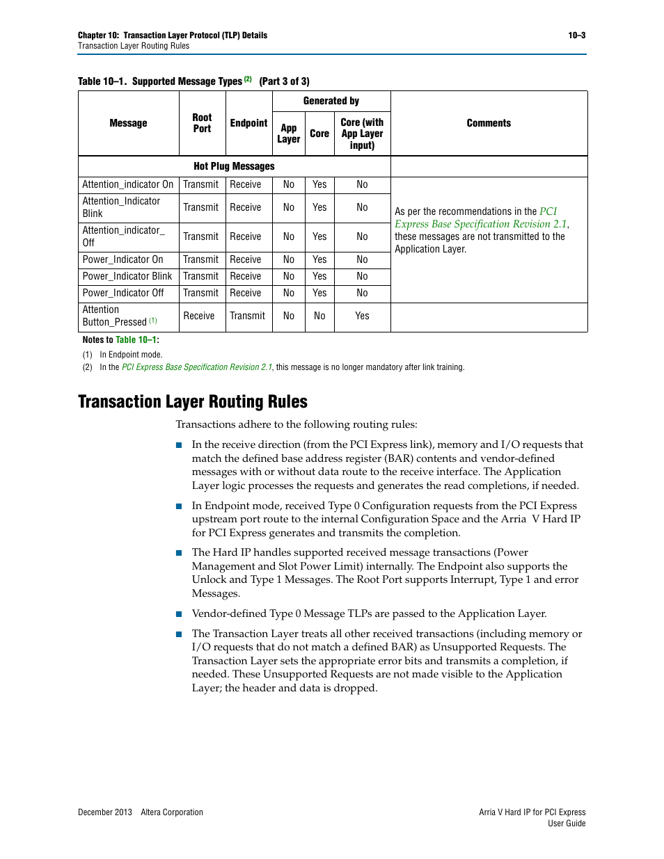 Transaction layer routing rules, Transaction layer routing rules –3 | Altera Arria V Hard IP for PCI Express User Manual | Page 191 / 288