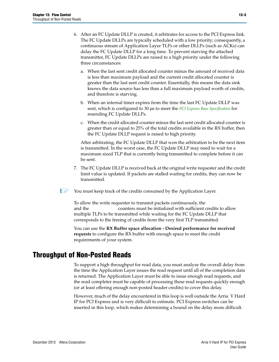Throughput of non-posted reads, Throughput of non-posted reads –3 | Altera Arria V Hard IP for PCI Express User Manual | Page 209 / 288