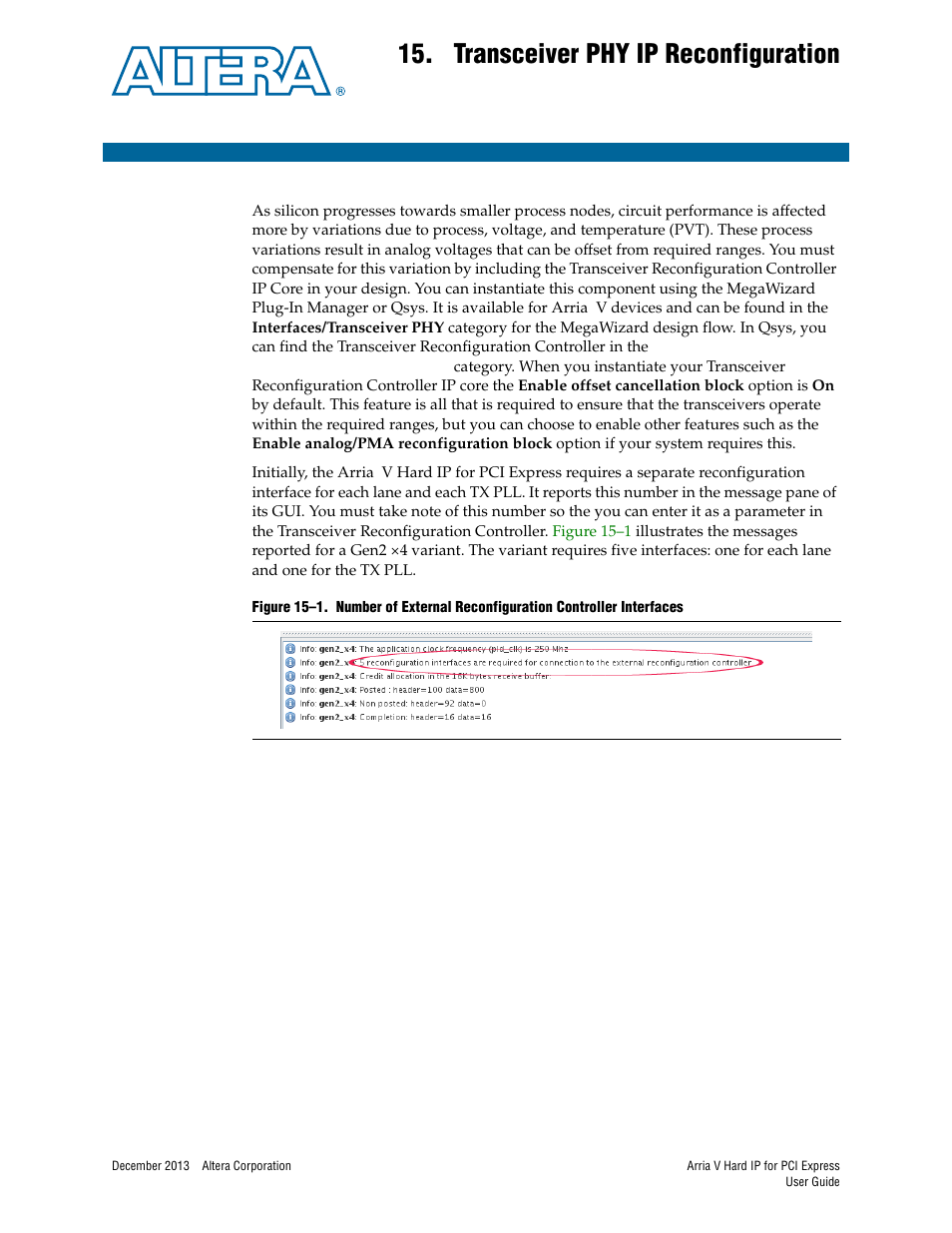 Transceiver phy ip reconfiguration, Chapter 15. transceiver phy ip reconfiguration, Chapter 15, transceiver phy ip | Reconfiguration | Altera Arria V Hard IP for PCI Express User Manual | Page 217 / 288