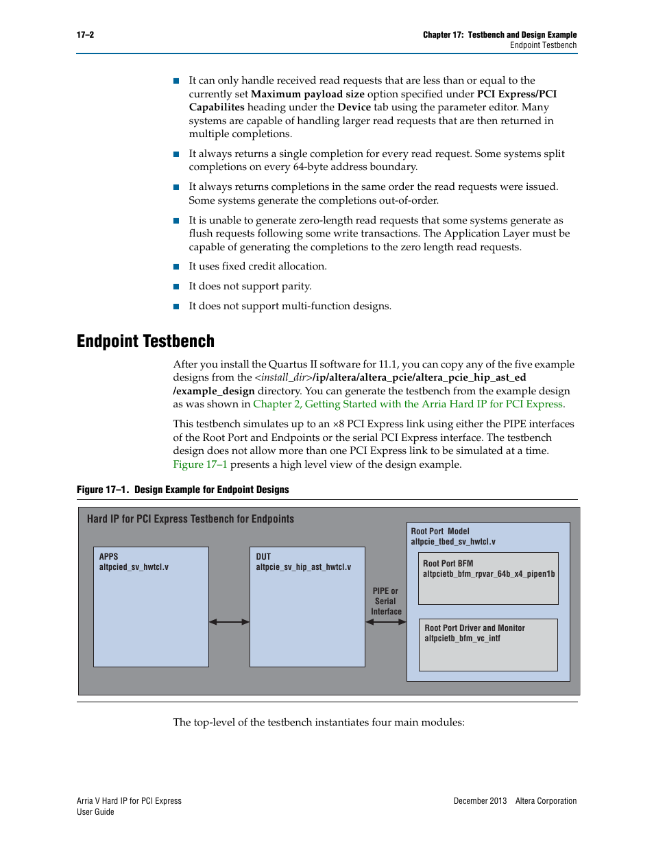 Endpoint testbench, Endpoint testbench –2 | Altera Arria V Hard IP for PCI Express User Manual | Page 224 / 288