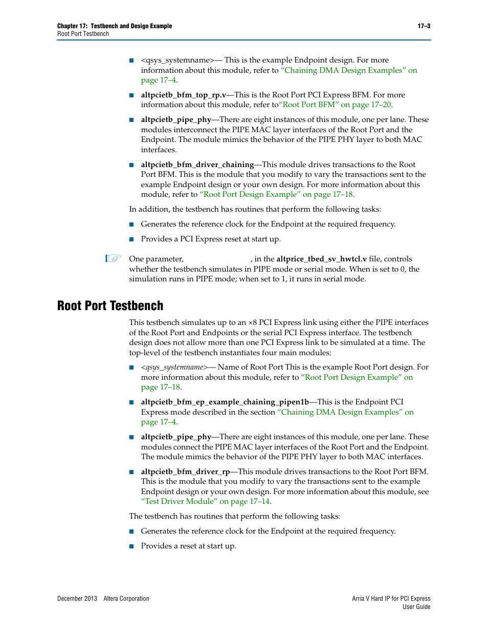 Root port testbench, Root port testbench –4 | Altera Arria V Hard IP for PCI Express User Manual | Page 225 / 288