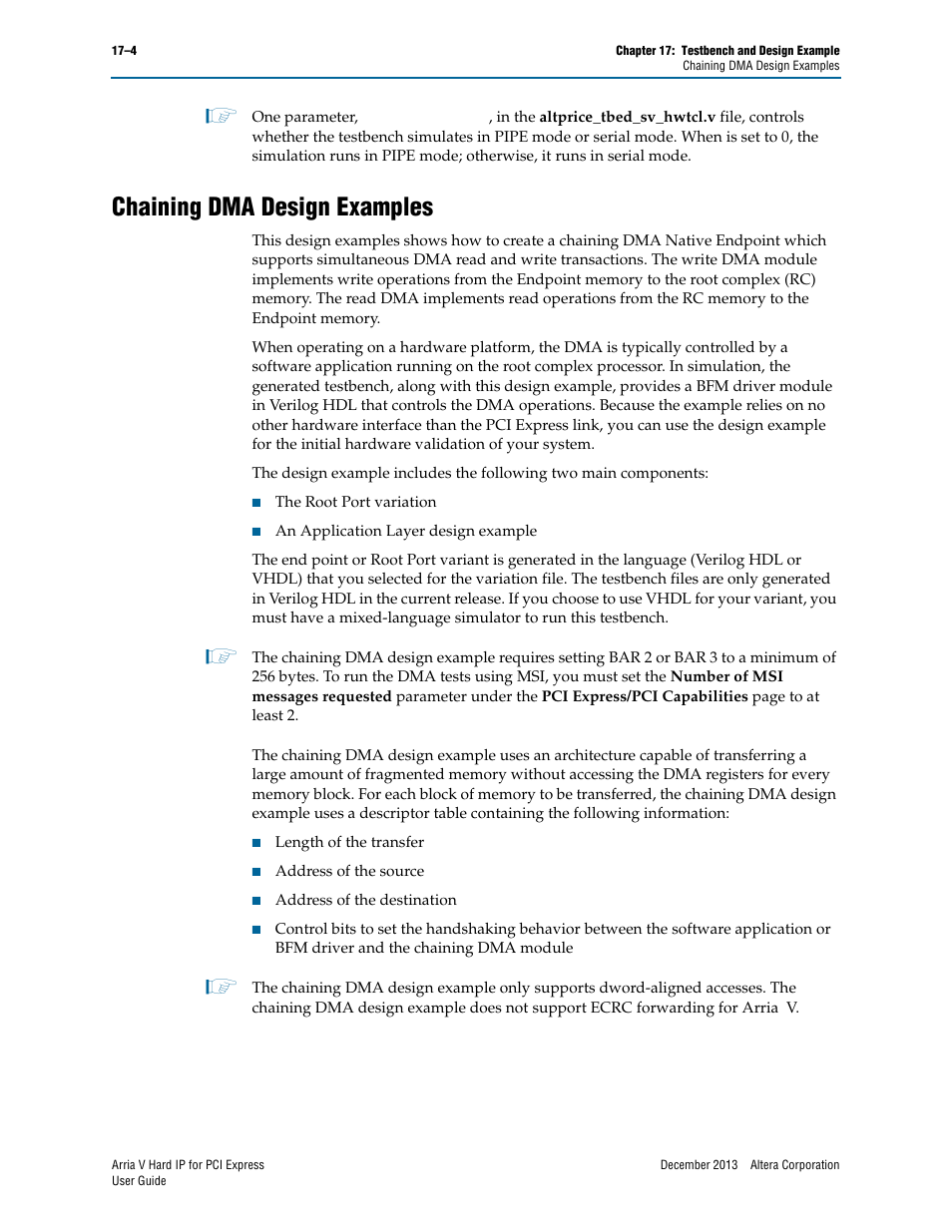 Chaining dma design examples, Chaining dma design examples –4, Chaining dma design examples” on | Altera Arria V Hard IP for PCI Express User Manual | Page 226 / 288
