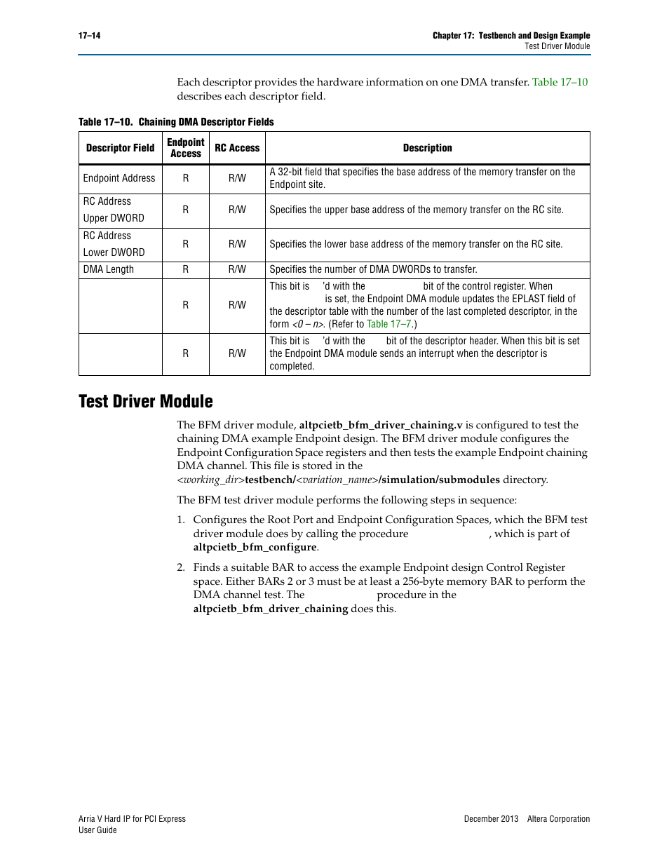 Test driver module, Test driver module –14 | Altera Arria V Hard IP for PCI Express User Manual | Page 236 / 288