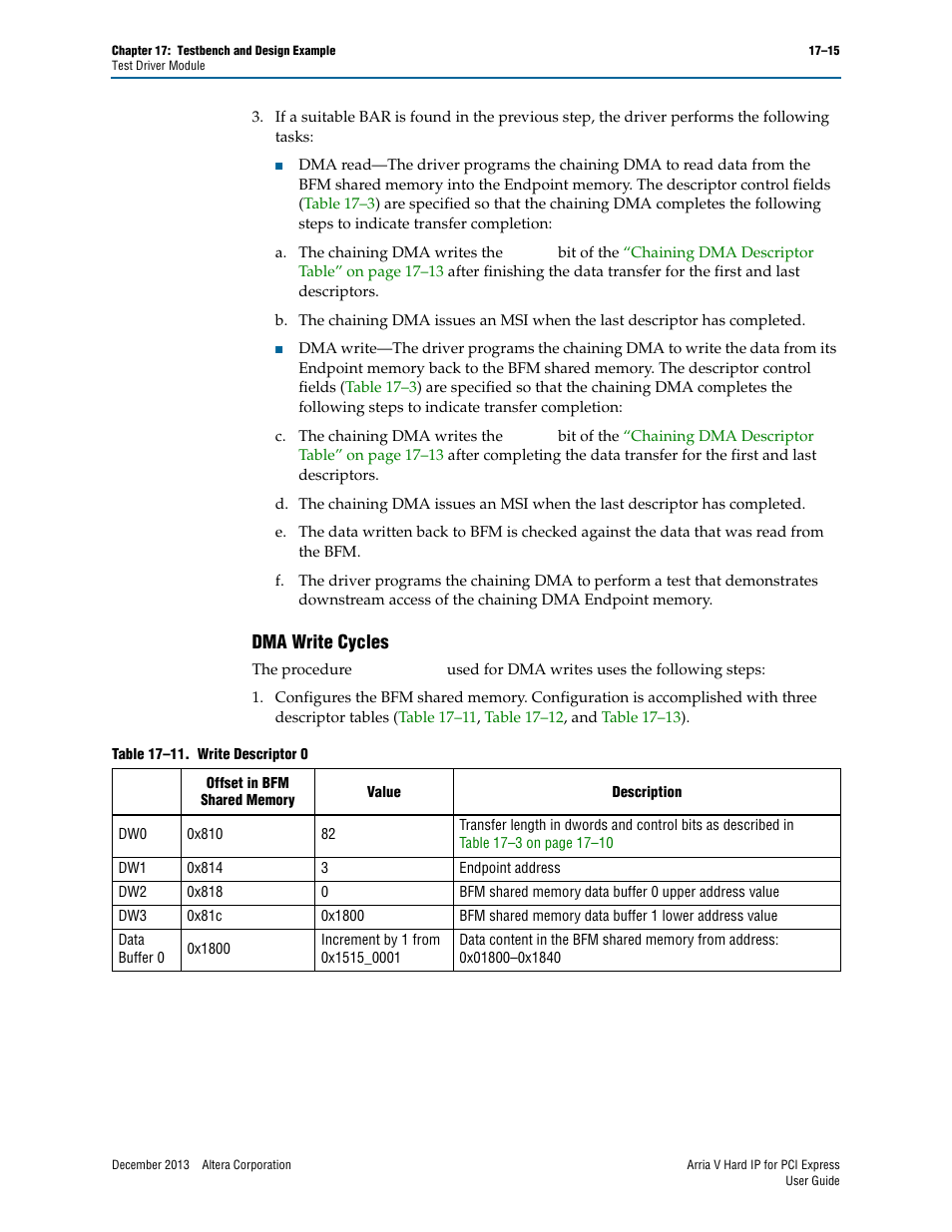 Dma write cycles, Dma write cycles –15 | Altera Arria V Hard IP for PCI Express User Manual | Page 237 / 288