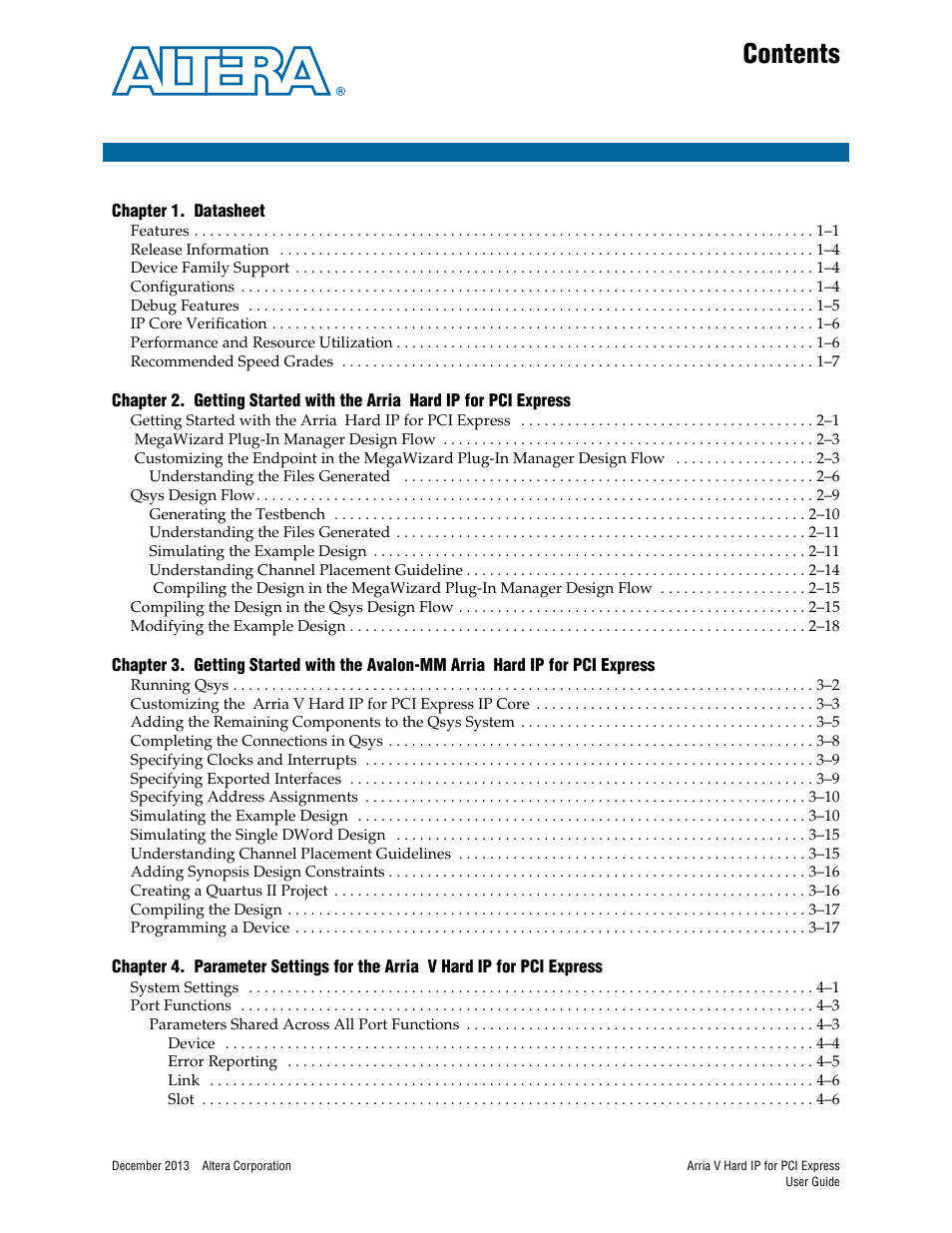 Altera Arria V Hard IP for PCI Express User Manual | Page 3 / 288