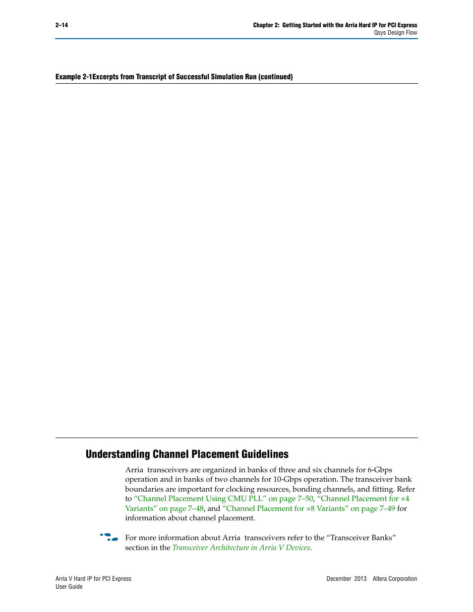 Understanding channel placement guidelines, Understanding channel placement guideline –14 | Altera Arria V Hard IP for PCI Express User Manual | Page 30 / 288