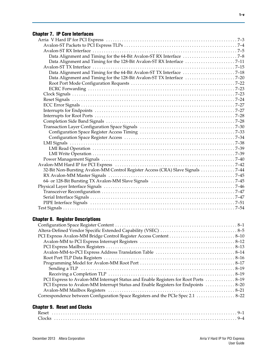 Altera Arria V Hard IP for PCI Express User Manual | Page 5 / 288