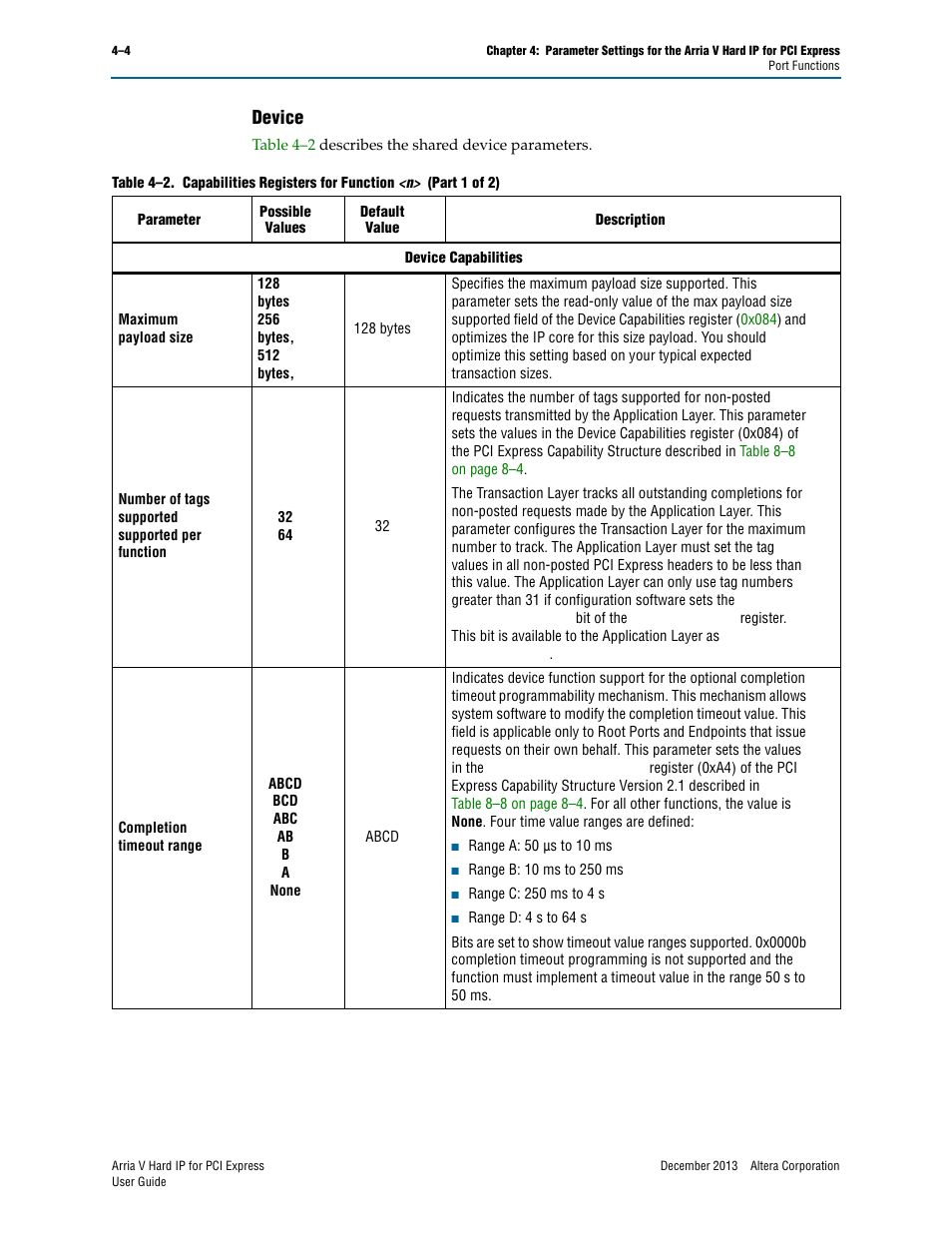 Device, Device –4 | Altera Arria V Hard IP for PCI Express User Manual | Page 56 / 288