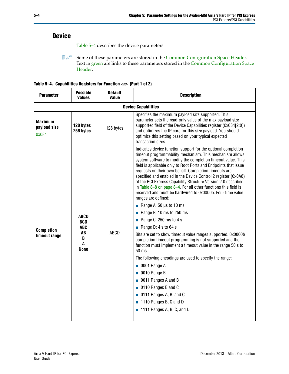 Device, Device –4 | Altera Arria V Hard IP for PCI Express User Manual | Page 68 / 288