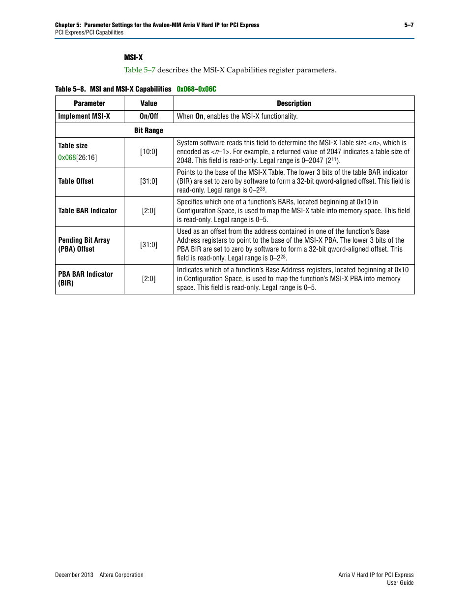 Altera Arria V Hard IP for PCI Express User Manual | Page 71 / 288