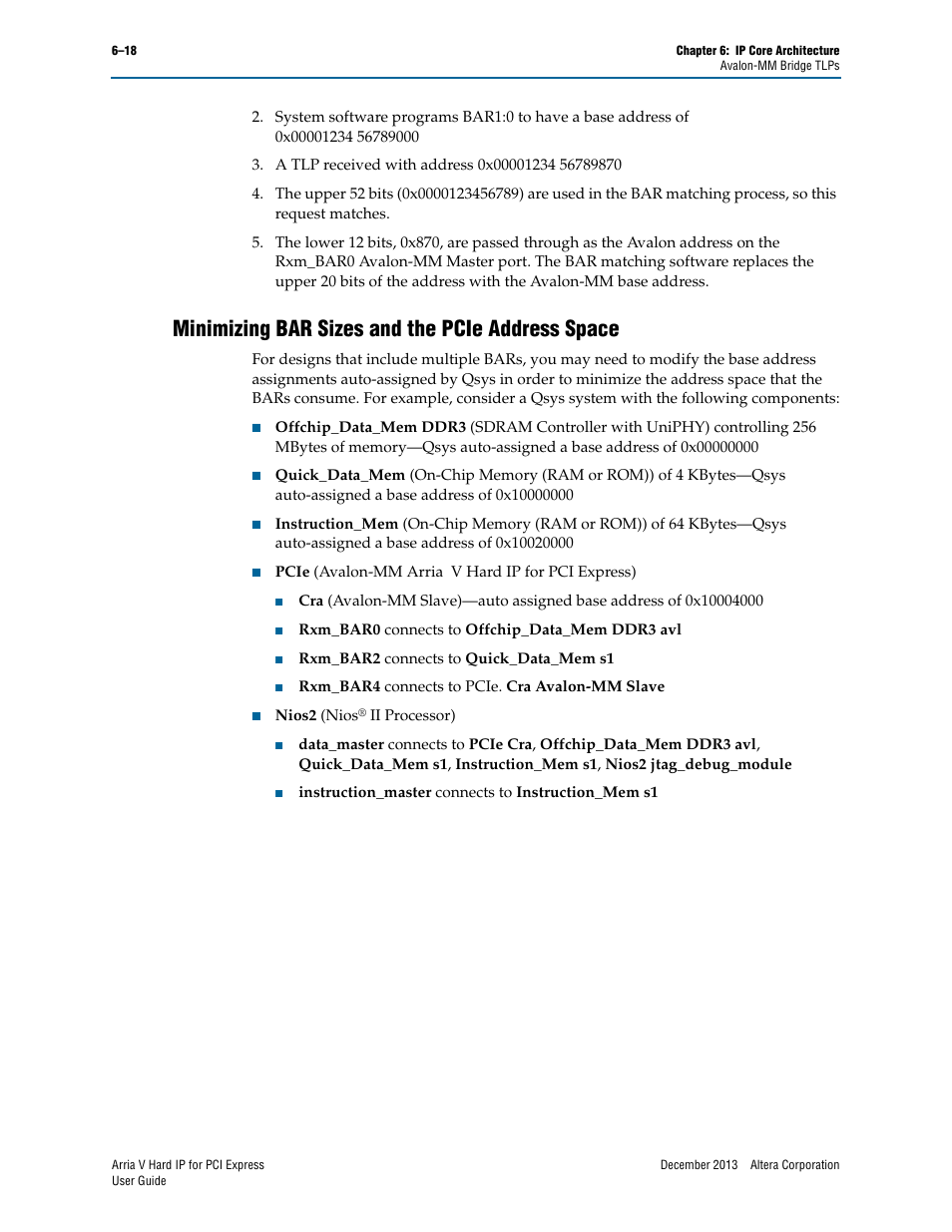 Minimizing bar sizes and the pcie address space, R to | Altera Arria V Hard IP for PCI Express User Manual | Page 92 / 288