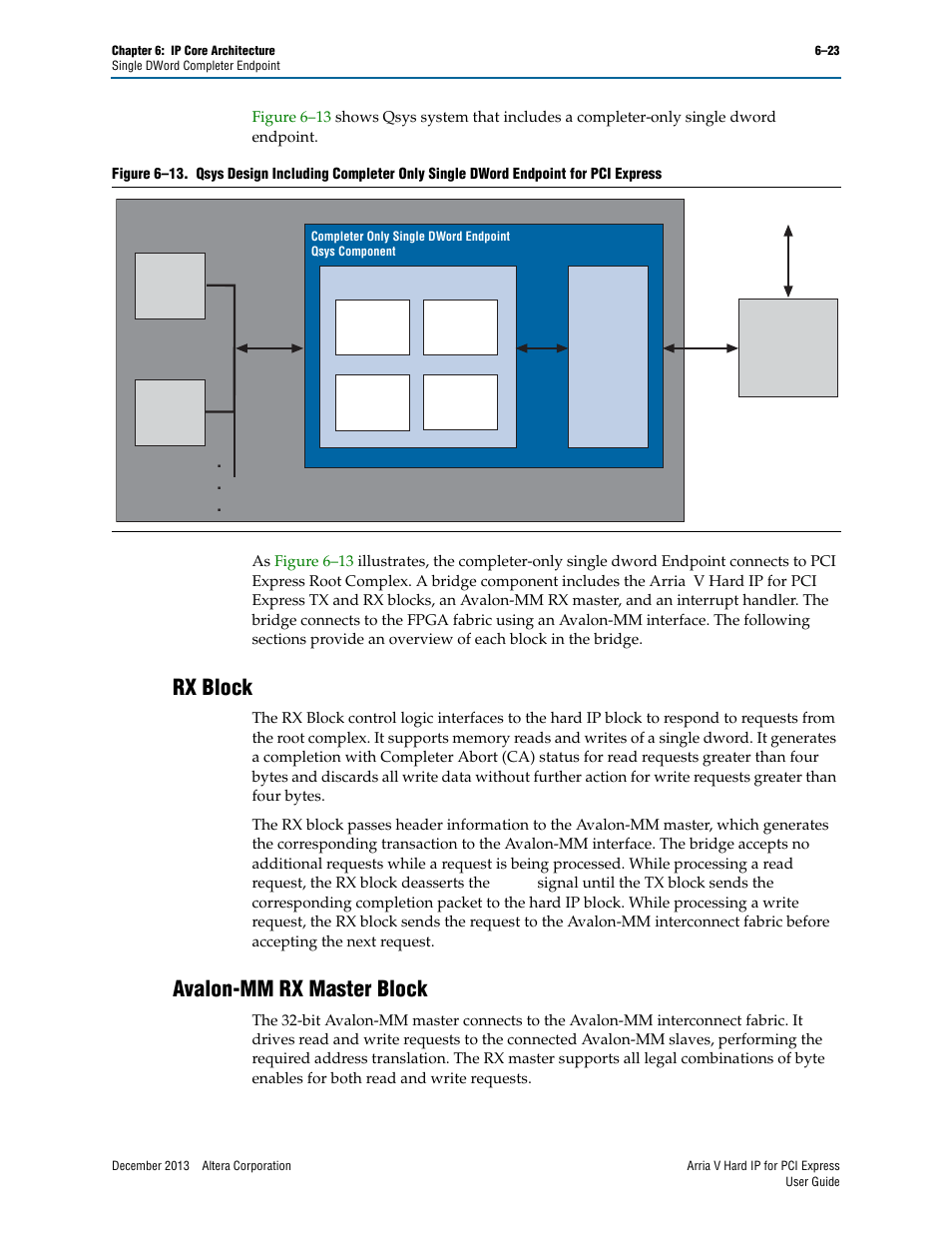 Rx block, Avalon-mm rx master block, Rx block –23 avalon-mm rx master block –23 | Altera Arria V Hard IP for PCI Express User Manual | Page 97 / 288