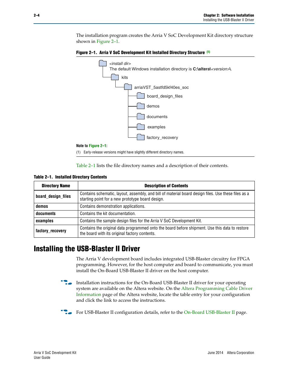 Installing the usb-blaster ii driver, Installing the usb-blaster ii driver –4 | Altera Arria V SoC User Manual | Page 10 / 46