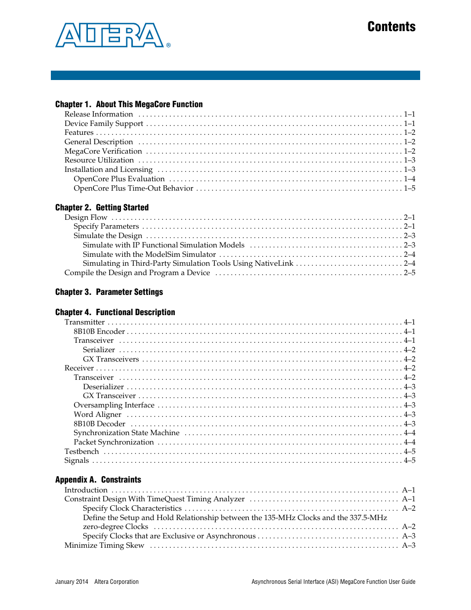 Altera ASI MegaCore Function User Manual | Page 3 / 27