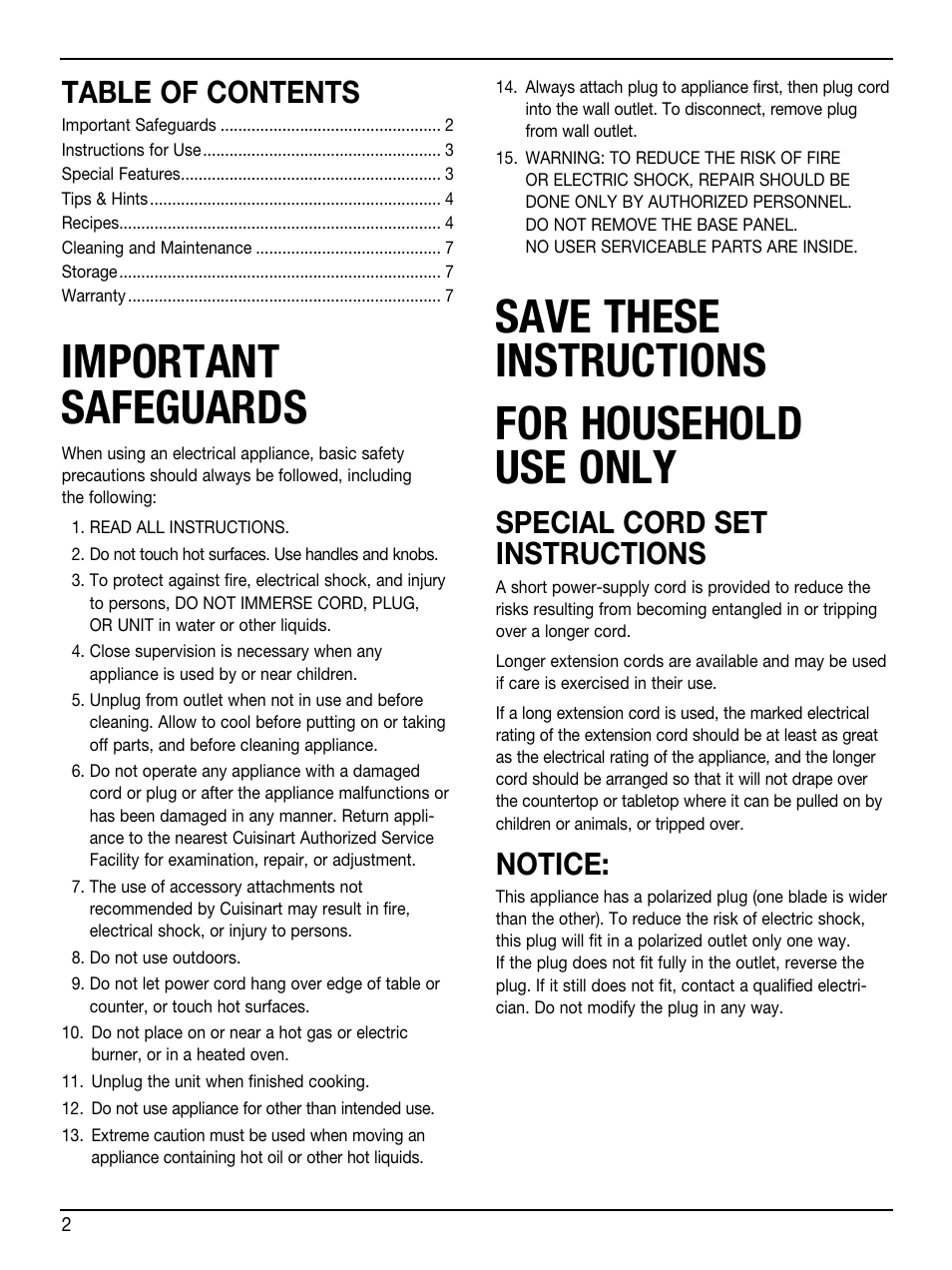 Cuisinart Sandwich Grill WM-SW2 User Manual | Page 2 / 8