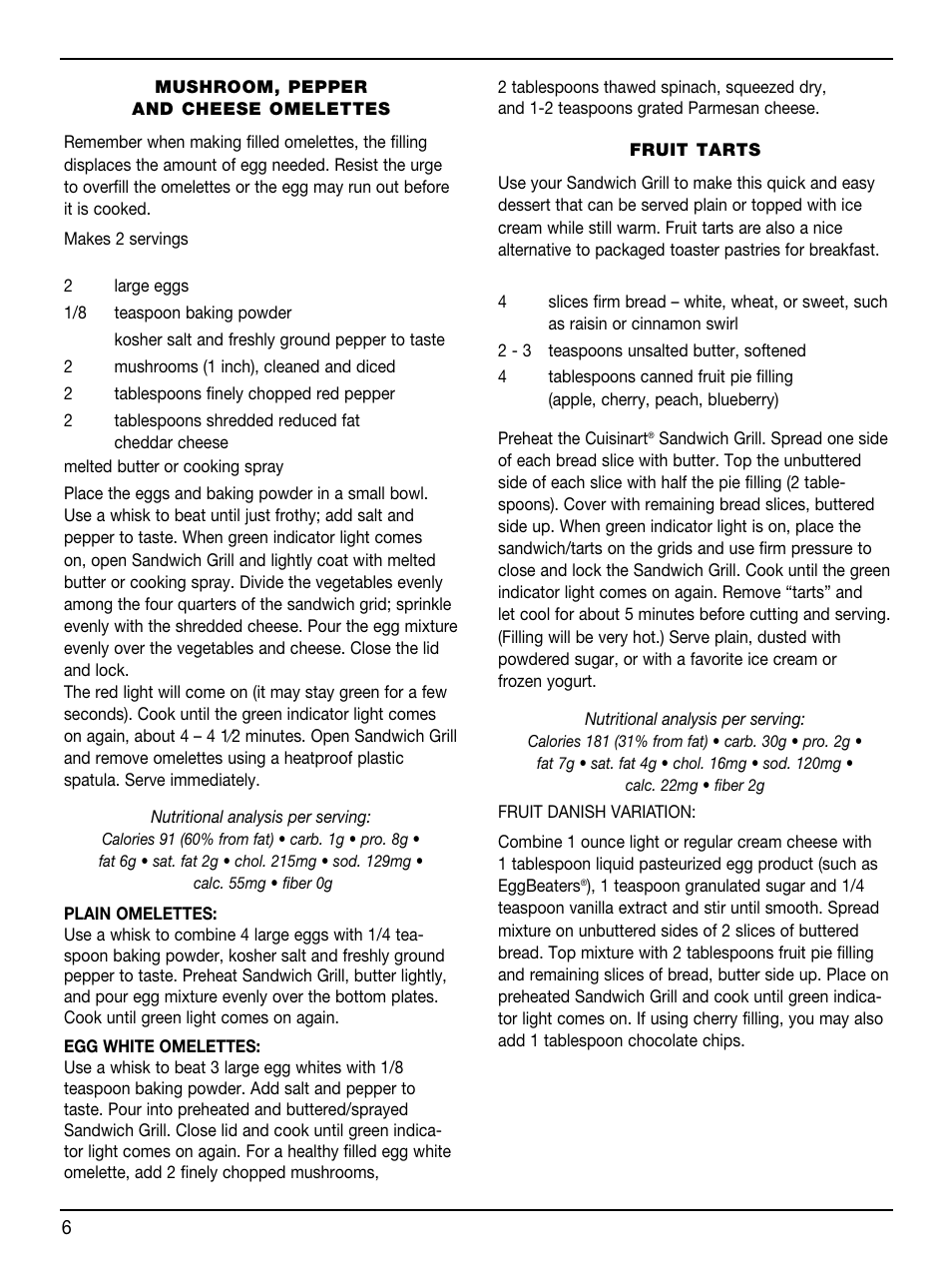 Cuisinart Sandwich Grill WM-SW2 User Manual | Page 6 / 8